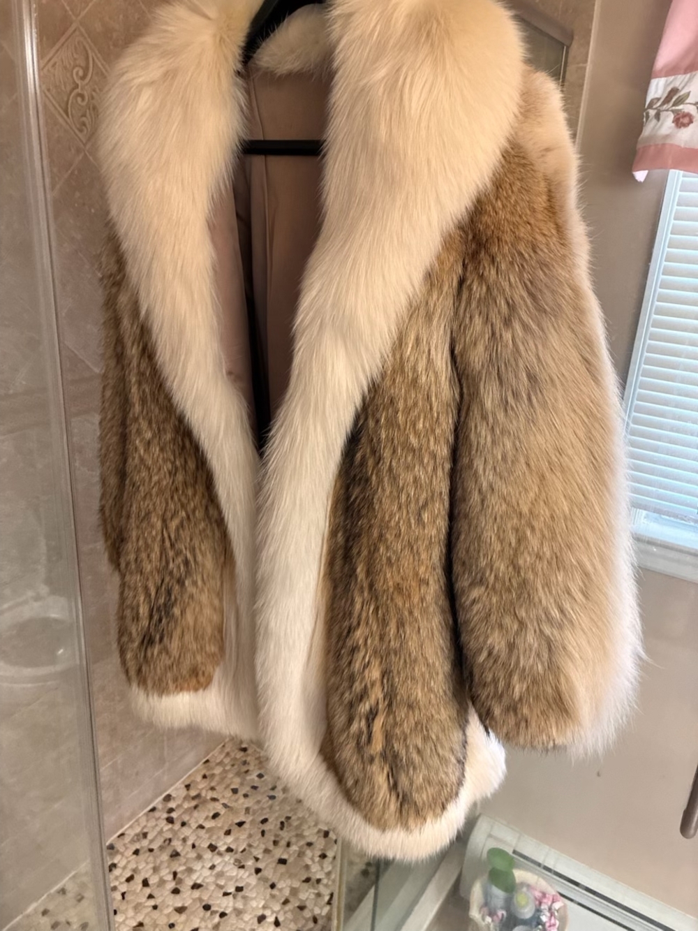 Luxury Women's Natural Fox Fur Coat - Cream & Brown